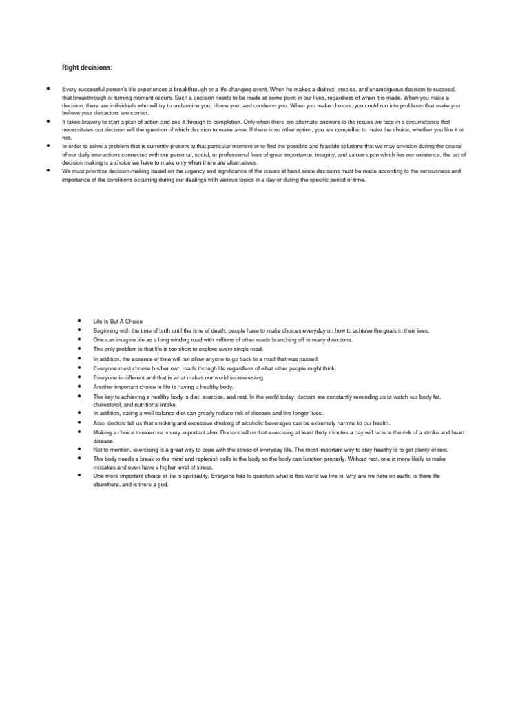 Right Decisions | PDF | Diet (Nutrition) | Diet & Nutrition