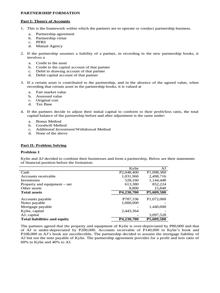 Partnership Formation Act | PDF | Debits And Credits | Book Value
