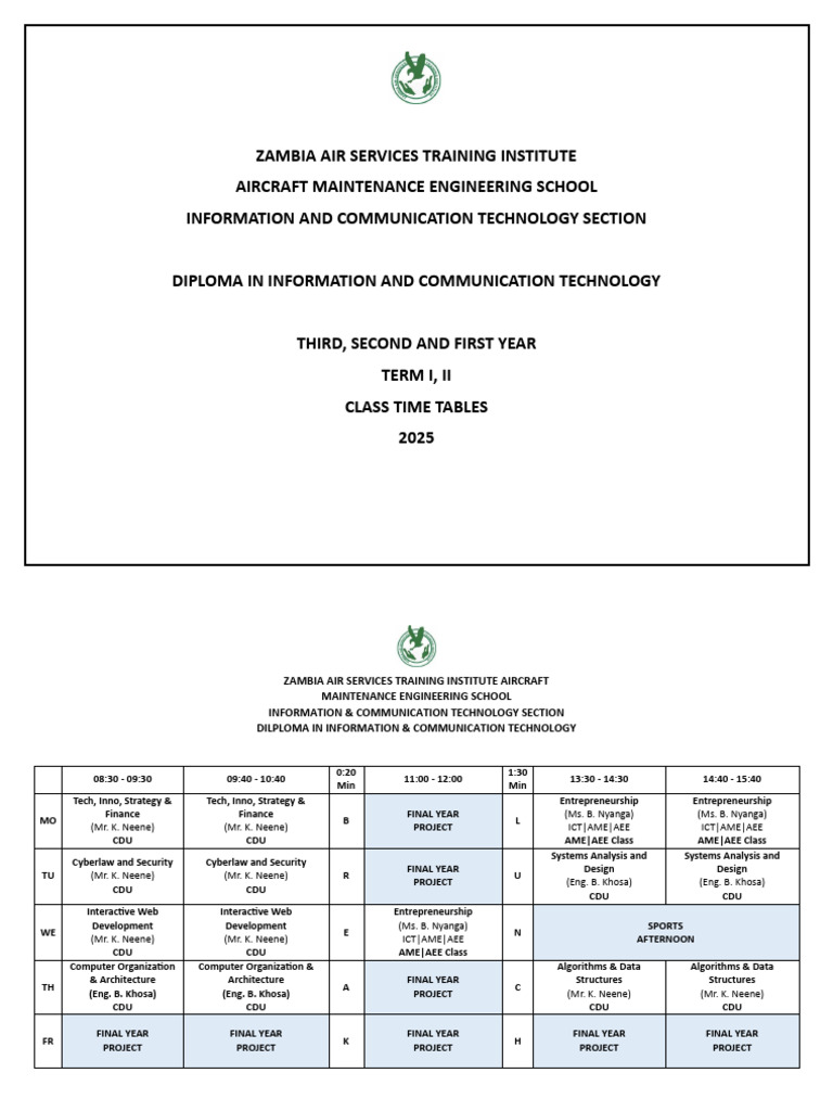 ICT Timetable for 2025 Classes | PDF | Information And Communications ...