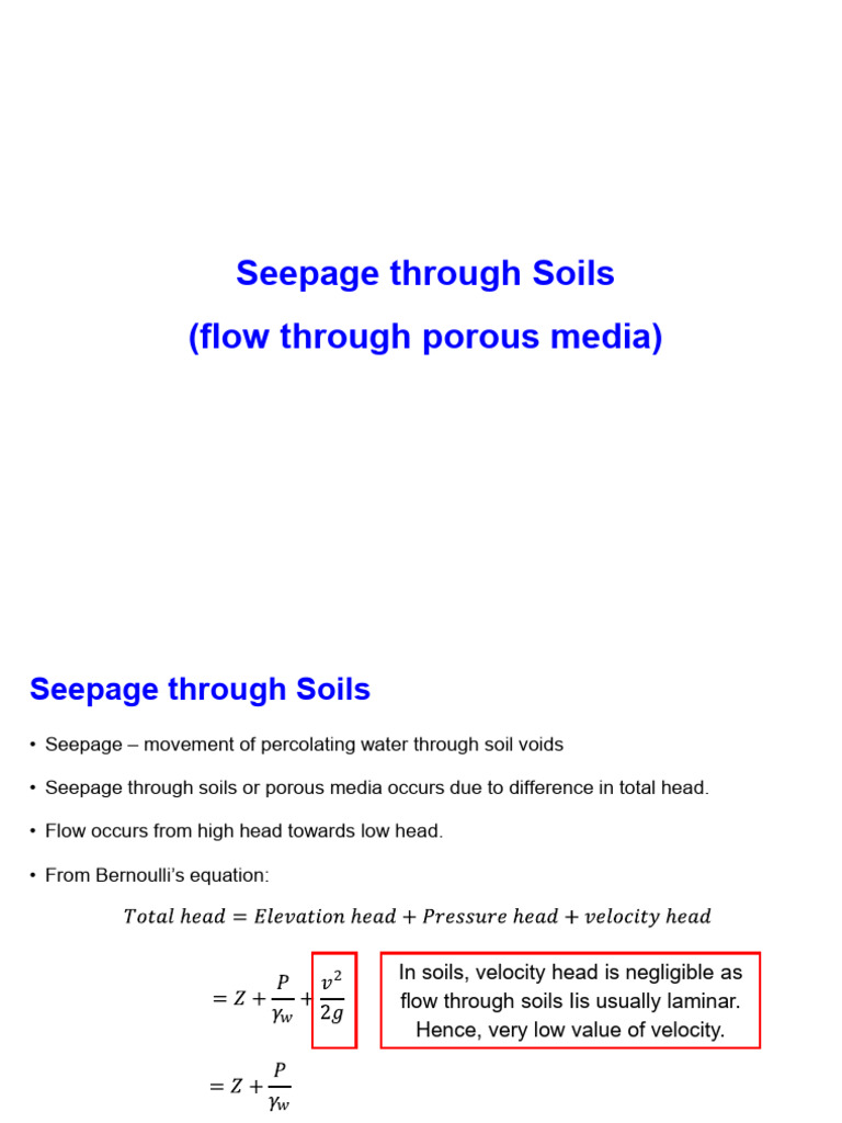 Understanding Seepage in Soils | PDF | Fluid Dynamics | Soil Mechanics