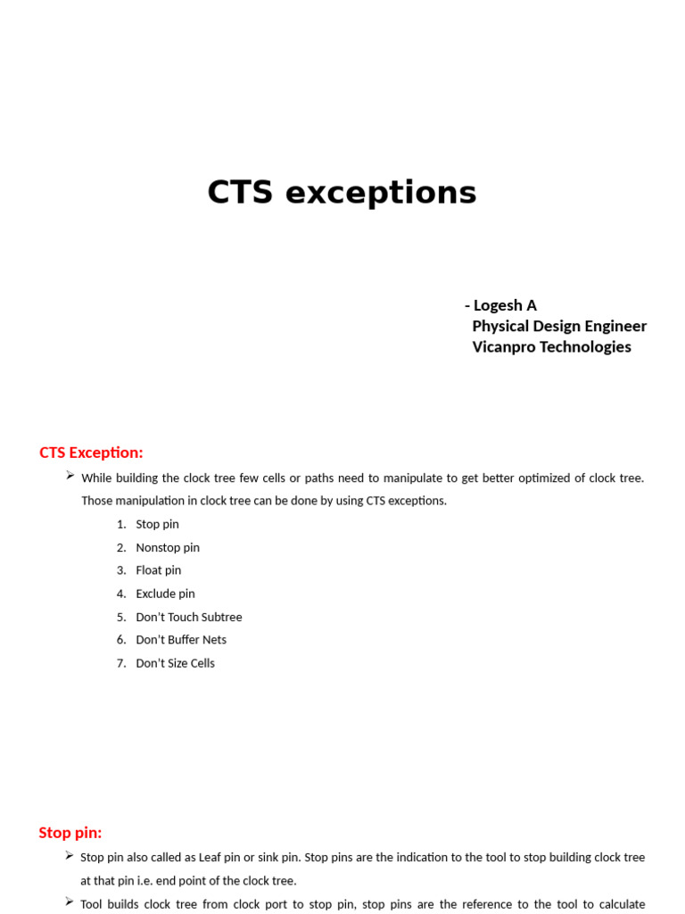 Understanding CTS Exceptions in VLSI | PDF | Computer Engineering ...