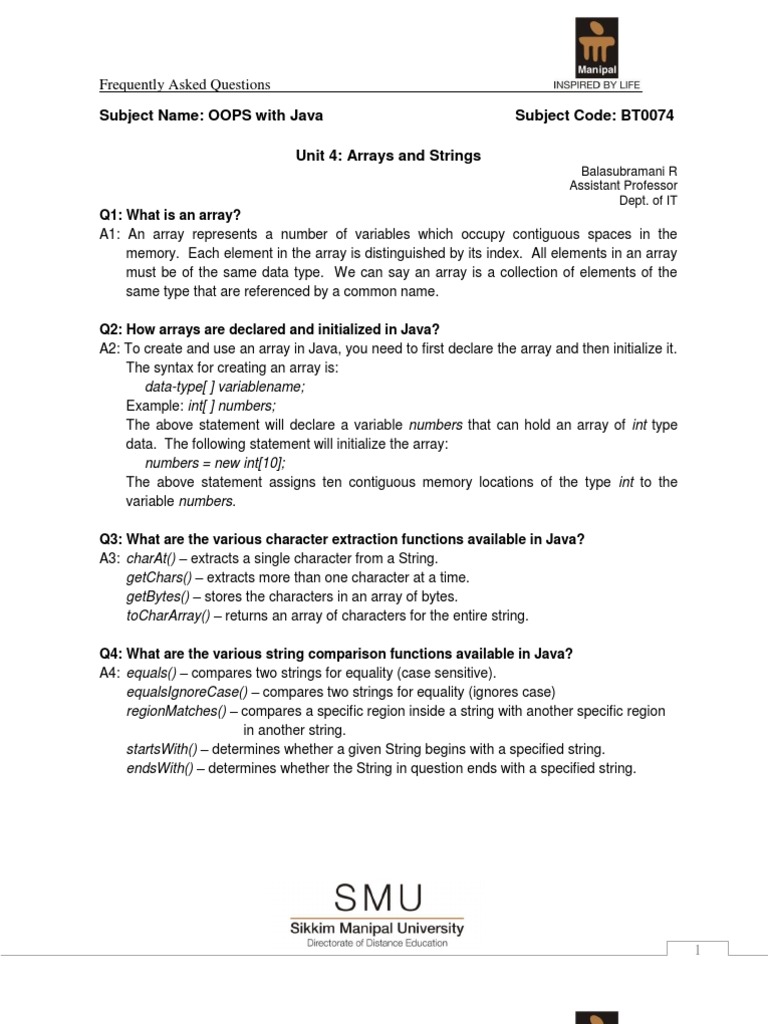 Bt0074 Unit 4 Faqs | PDF | String (Computer Science) | Array Data Structure