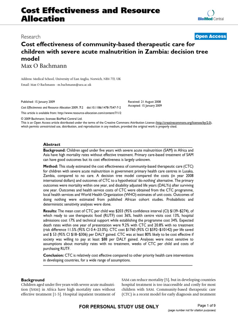 Cost Effectiveness and Resource Allocation | PDF | Sensitivity Analysis ...