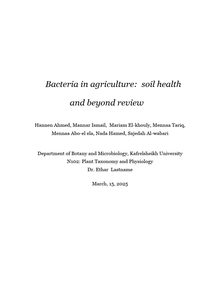 Bacteria's Role in Soil Health and Agriculture | PDF | Bacteria | Soil