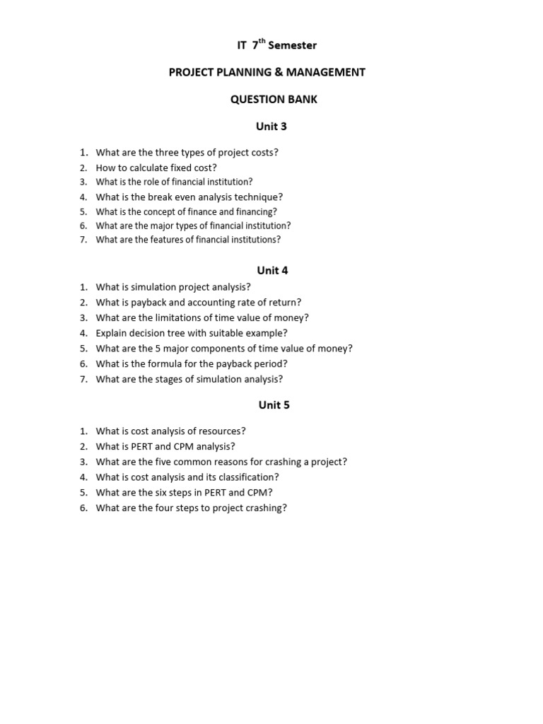 Project Planning & Management Q&A | PDF