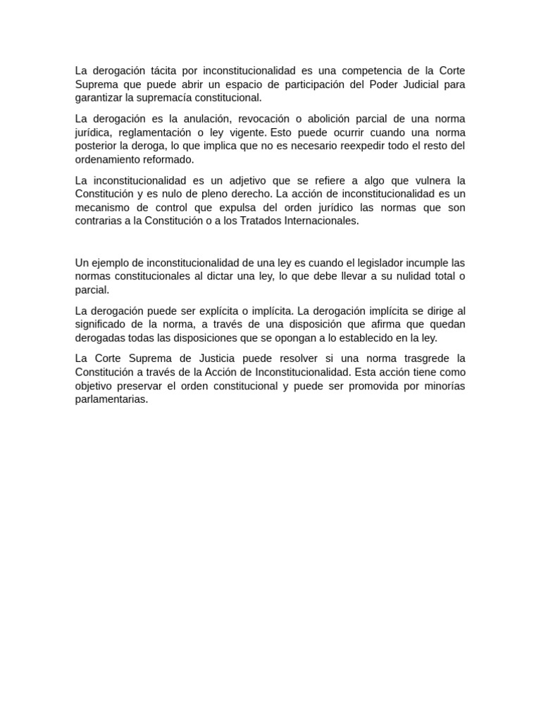Derogación Tácita e Inconstitucionalidad | PDF