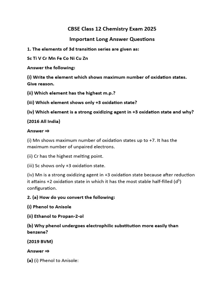 CBSE Class 12 Chemistry Exam 2025 Guide | PDF | Coordination Complex | Dna