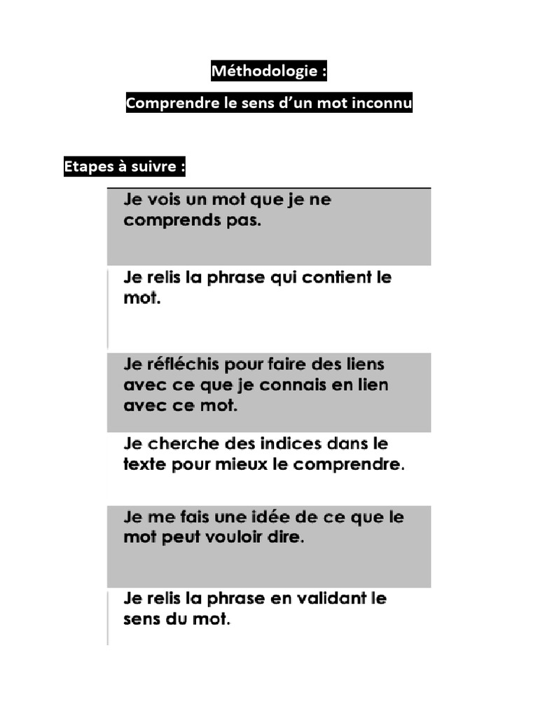 Comprendre un mot inconnu en contexte | PDF