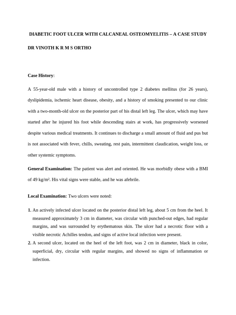 Diabetic Foot Ulcer Case Study: Osteomyelitis | PDF | Wound | Human ...