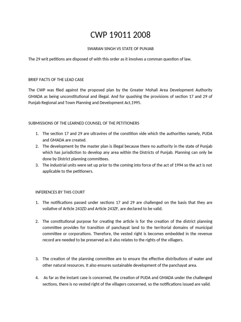 CWP 19011: Punjab Planning Act Ruling | PDF | Government | Political Law