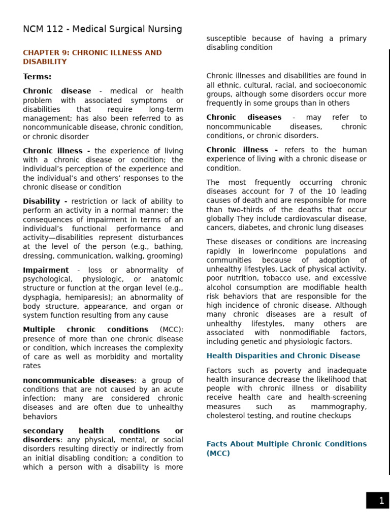 Chronic Illness and Disability Management | PDF | Chronic Condition ...