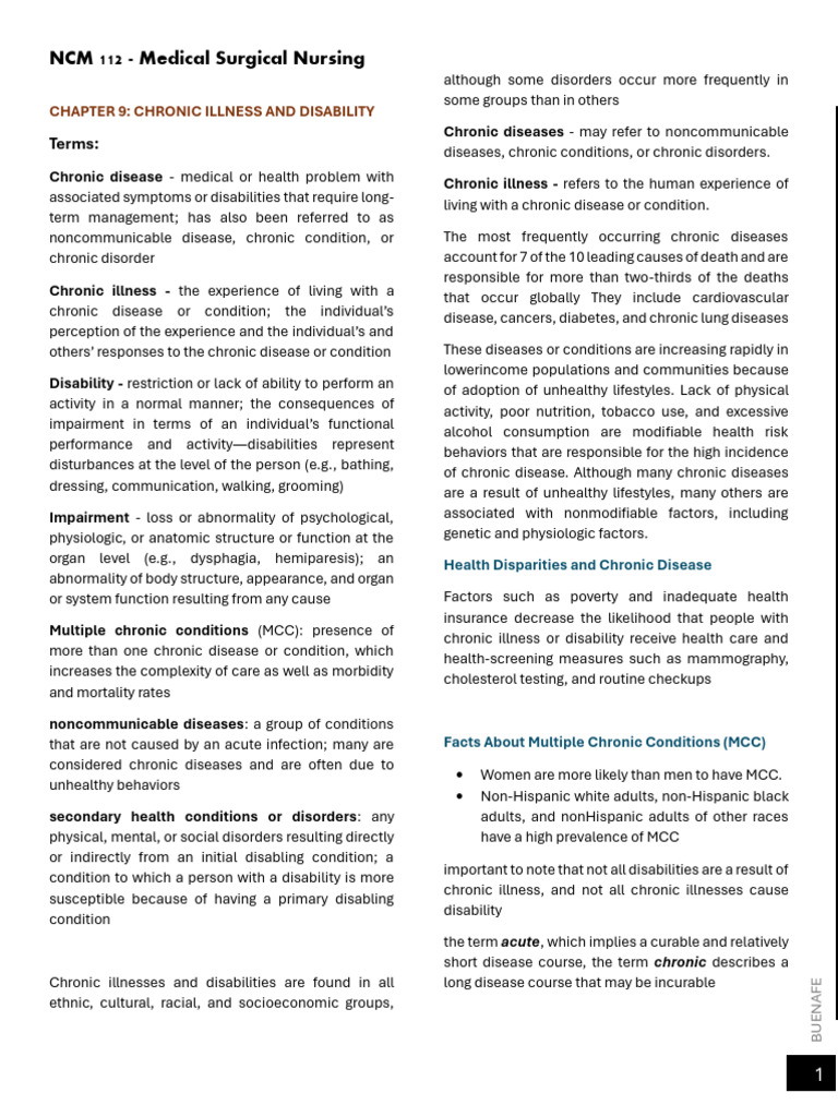 Chapter 9 - Chronic Illness and Disability | PDF | Chronic Condition ...