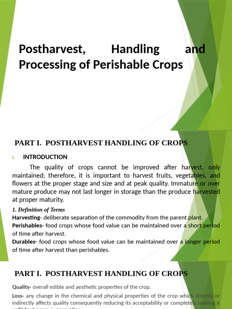 Postharvest Handling of Perishable Crops | PDF | Vegetables | Foods