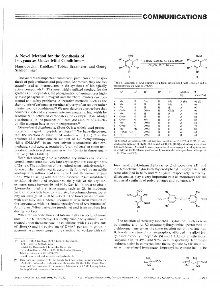 A Novel Methode For The Synthesis of Isocyanate Under Mild Conditions | PDF