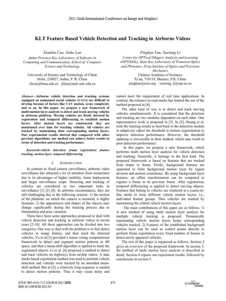 Airborne Vehicle Detection and Tracking | PDF | Frame Rate | Unmanned ...