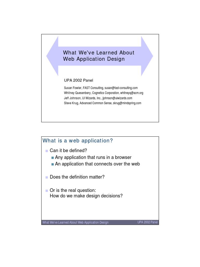 What We've Learned About Web Application Design | PDF