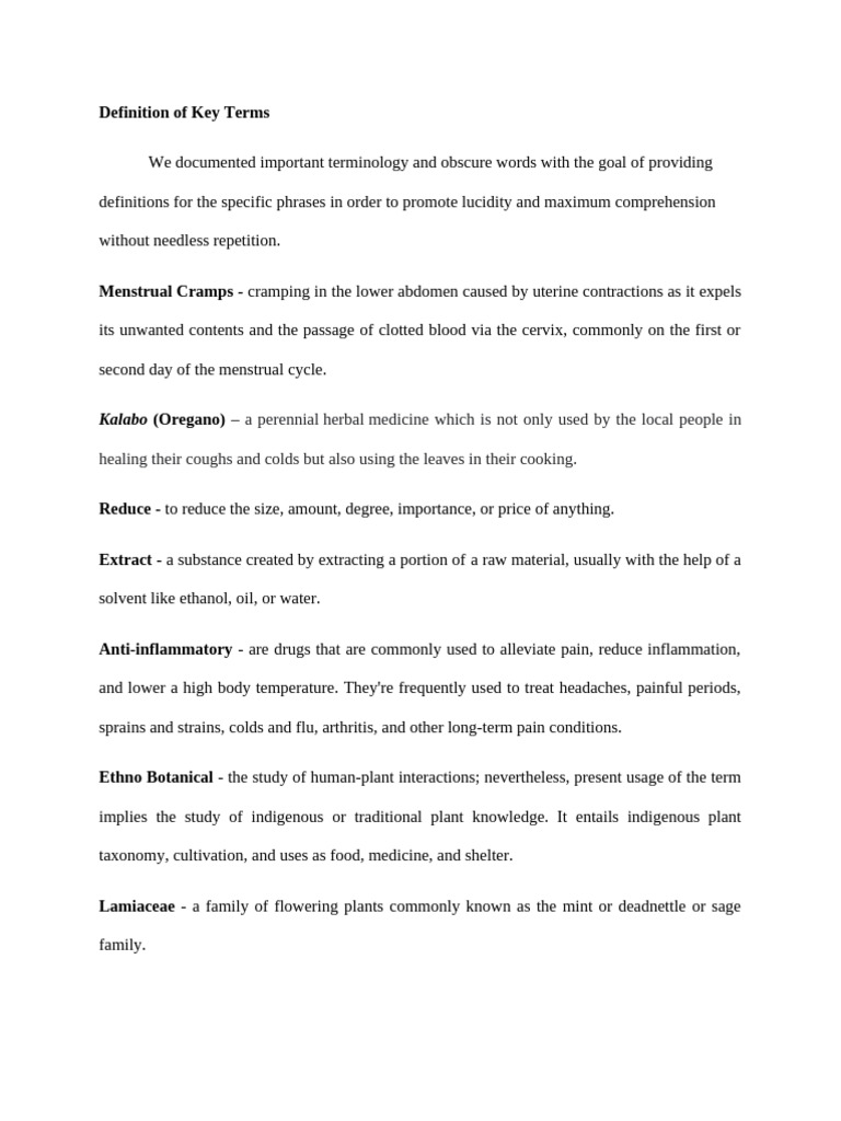 Kalabo: Herbal Uses and Definitions | PDF