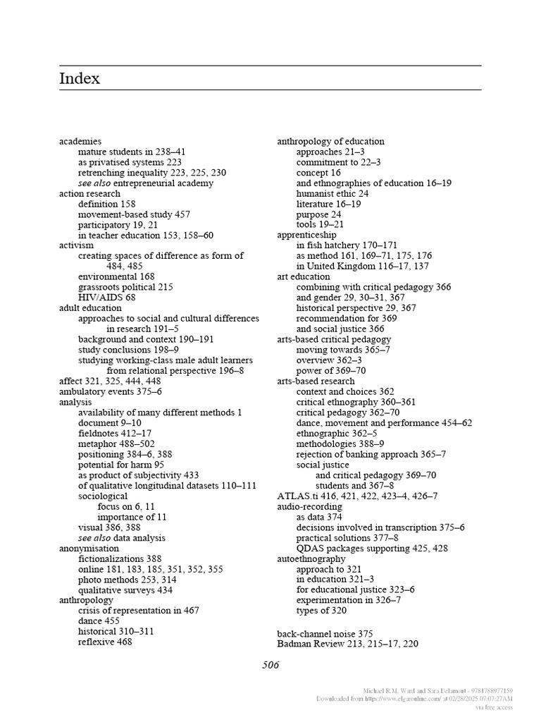 Qualitative Research in Education Index | PDF | Ethnography ...