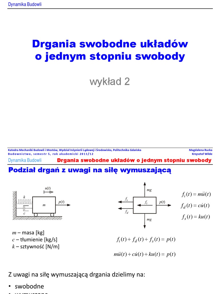 Dynamika Budowli Wyklad 2 11 12