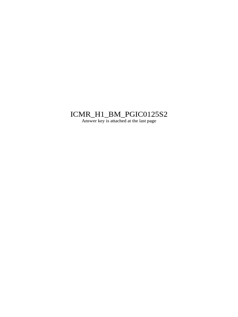 ICMR AnswerKey H1 | PDF