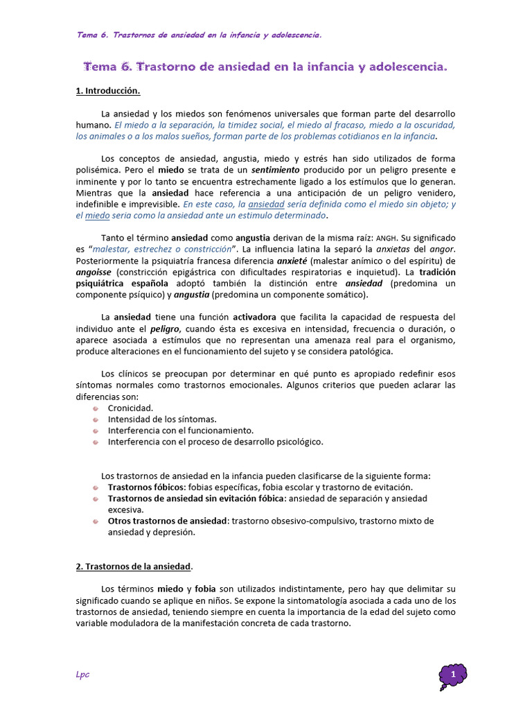 Ansiedad Infantil y Adolescente | PDF | Ansiedad | Trastorno de ansiedad