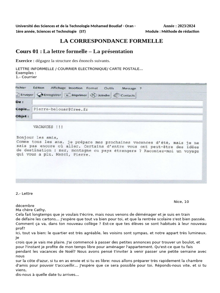 La lettre formelle et informelle | PDF
