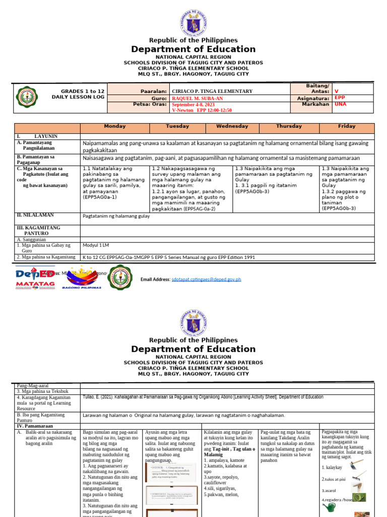 DLL Q2 W1 EPP SEPT.30-OCT 4,2024 2025 AGFA | PDF