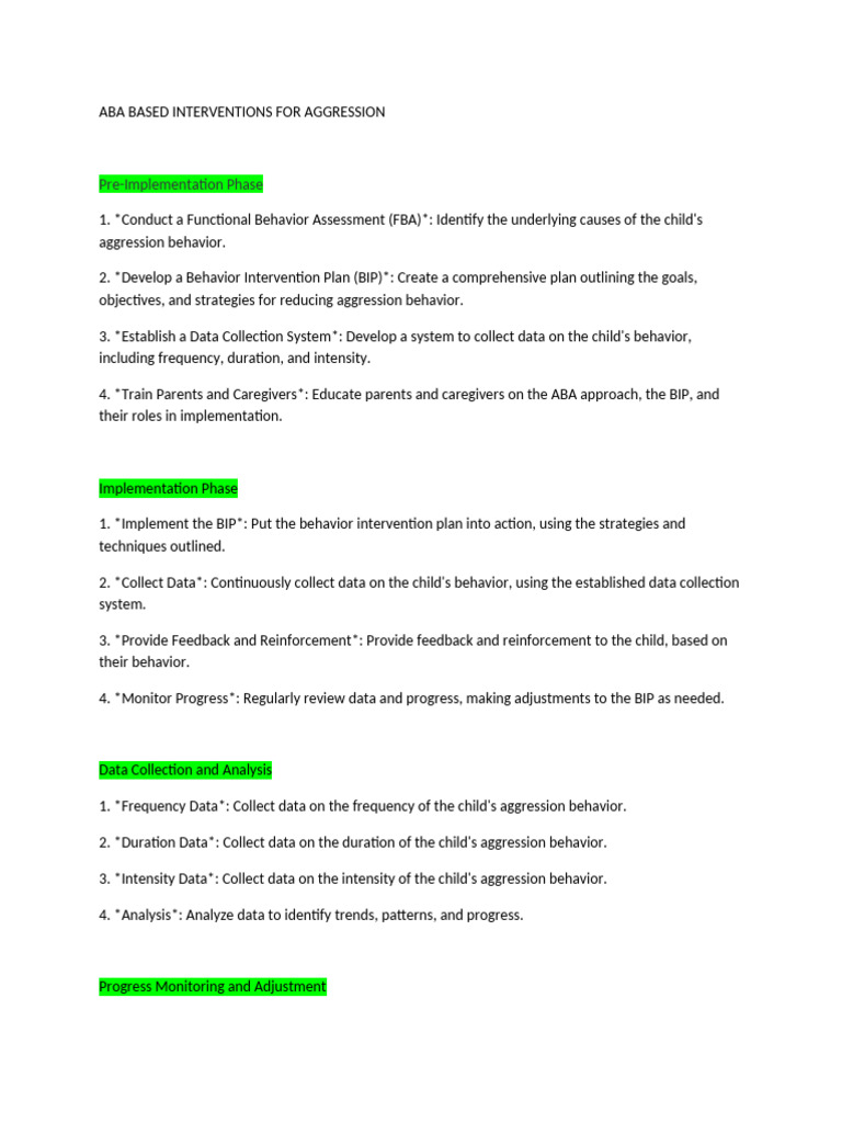 ABA Strategies for Reducing Aggression | PDF | Reinforcement | Aggression