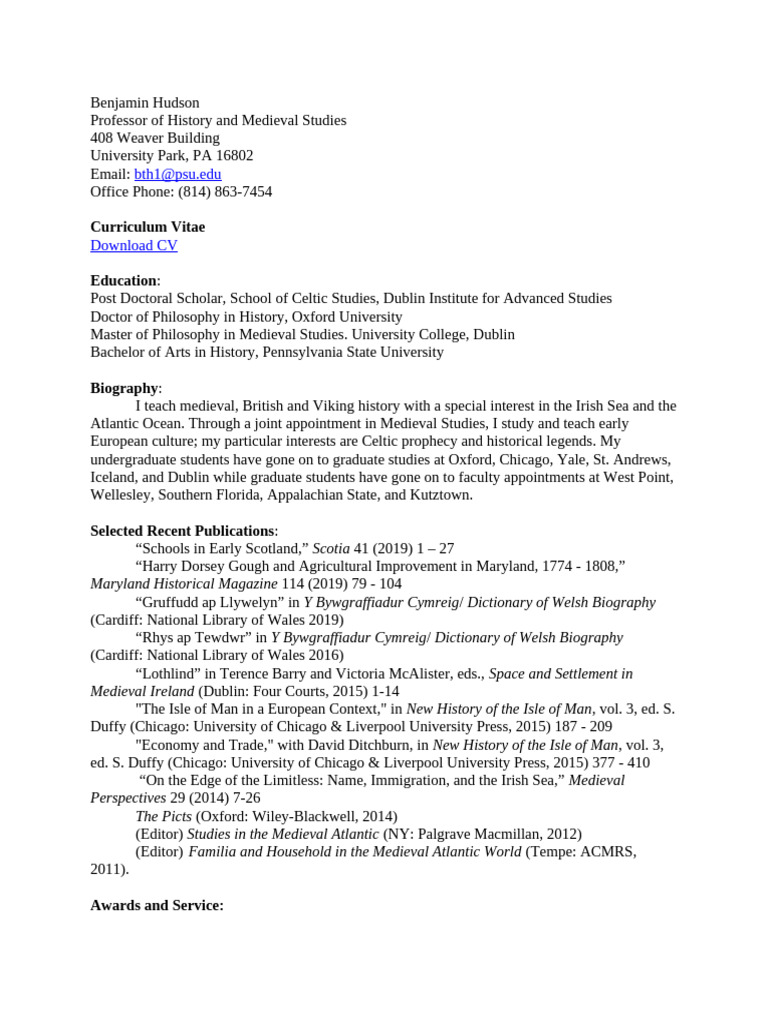 Hudson-CV | PDF | Wales
