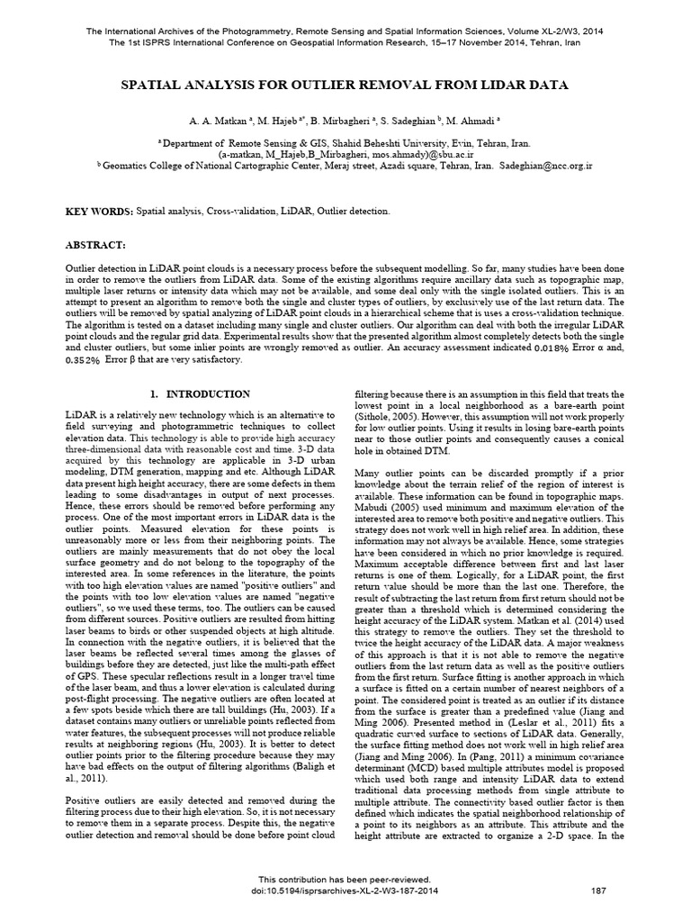 Outlier Removal in LiDAR Data Analysis | PDF | Lidar | Outlier
