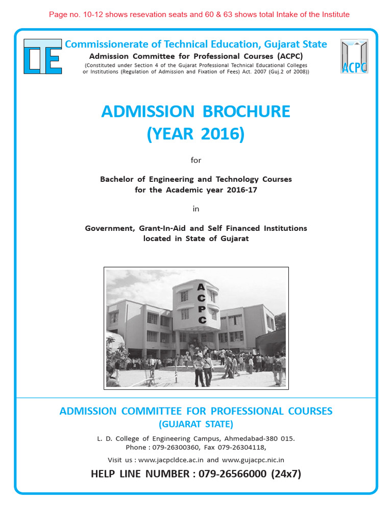 Gujarat B.E./B.Tech Admission 2016 Guide | PDF | University And College ...