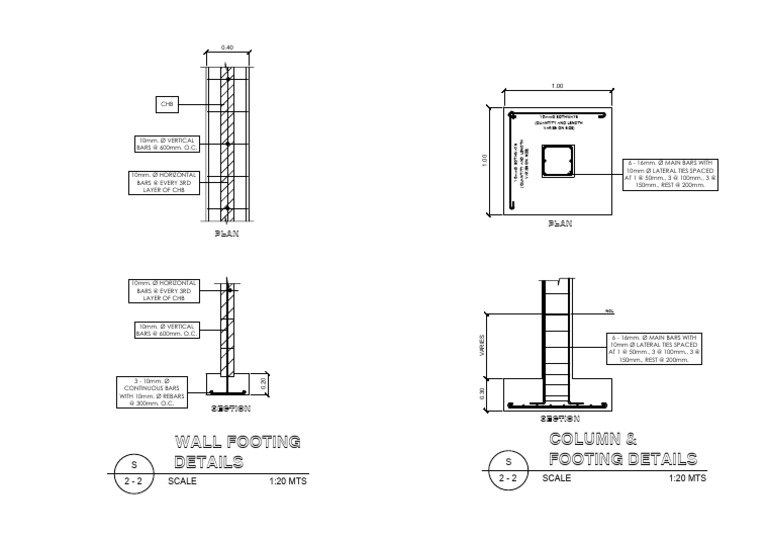 Column and Footing Reinforcement Details | PDF
