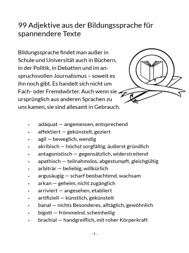 Bildungssprache Woerter Liste | PDF