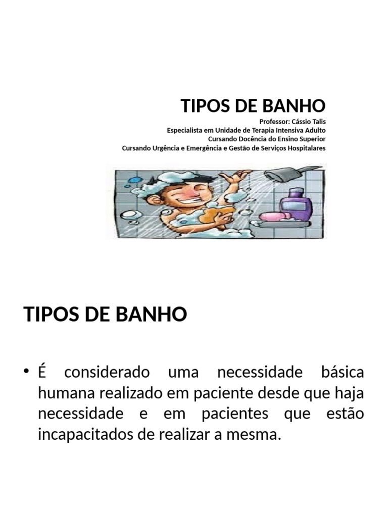 Tipos de Banho em Cuidados de Saúde | PDF | Especialidades médicas