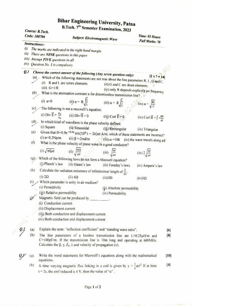 7th Sem End Sem Qpaper | PDF