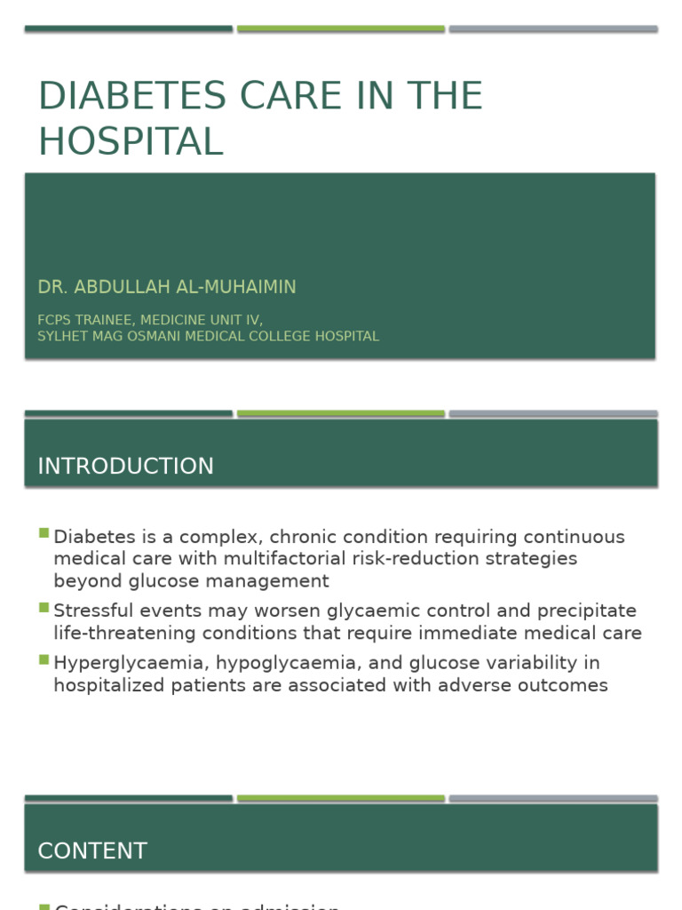 Diabetes Care in The Hospital | PDF | Hypoglycemia | Hyperglycemia