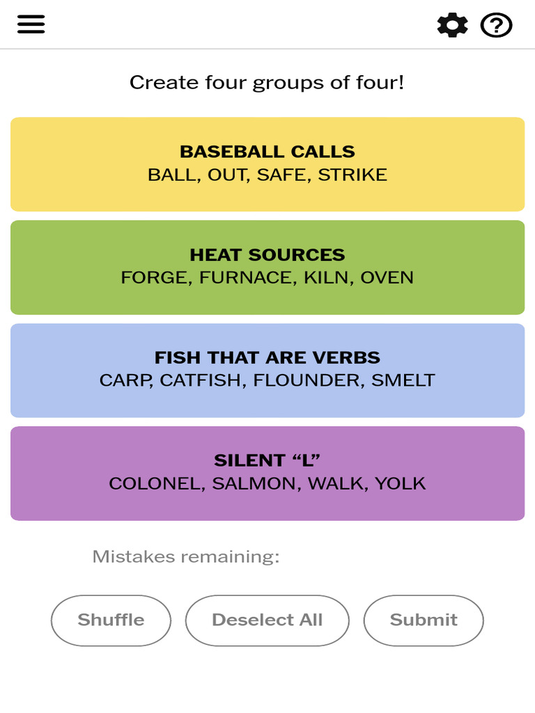 Connections Group Words by Topic. New Puzzles Daily. - The New York ...