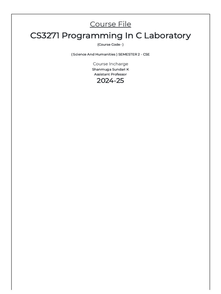 Course File Progarmming in C LAB (CSE BATCH1) | PDF | Engineering ...