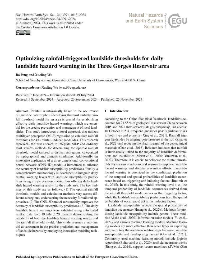 Rainfall Thresholds for Landslide Warnings | PDF | Landslide ...