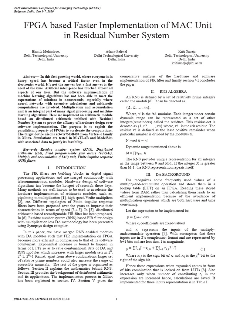 10 1109@incet49848 2020 9154105 | PDF | Field Programmable Gate Array ...