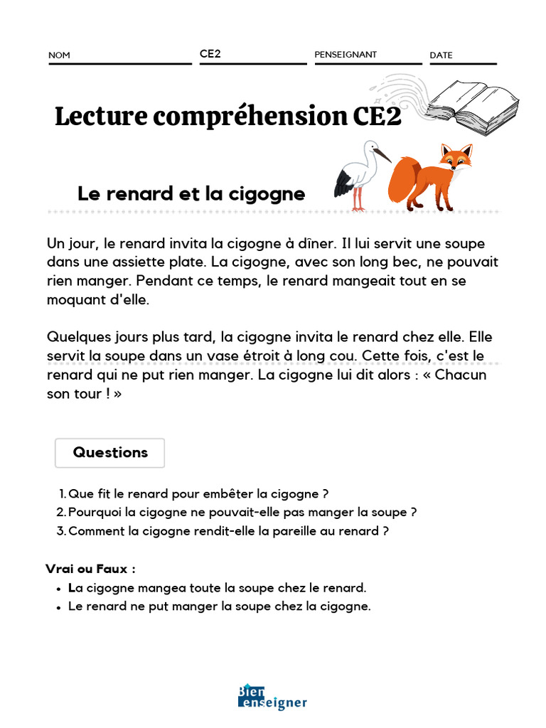Lecture Compréhension Au Ce2