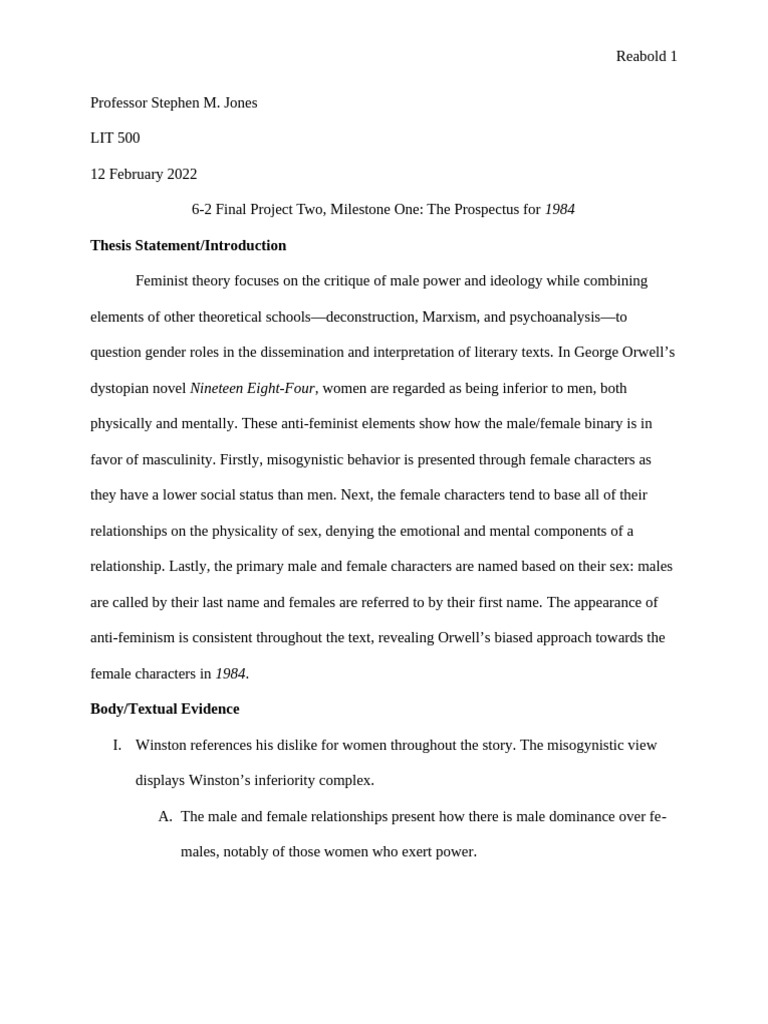 LIT-500-Q3611 - 6-2 Propectus | PDF | Feminism | Gender Studies