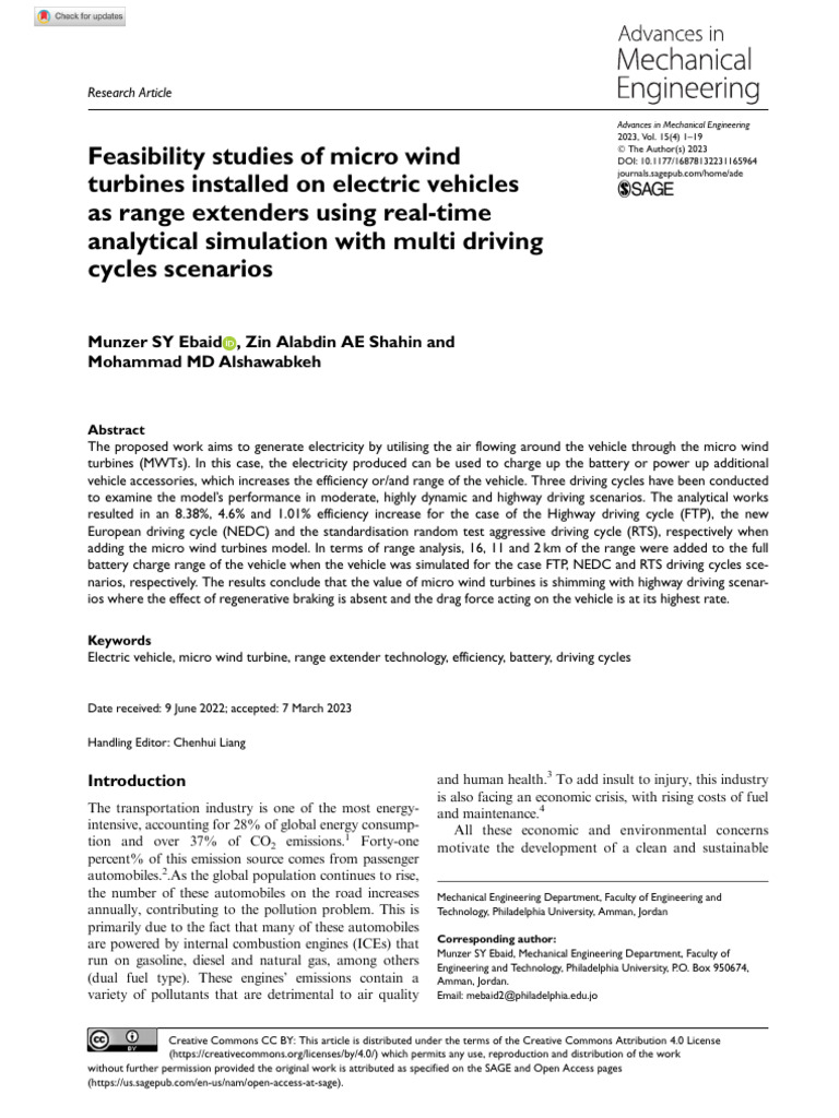 Micro Wind Turbines for EV Range Extension | PDF | Force | Electric Vehicle
