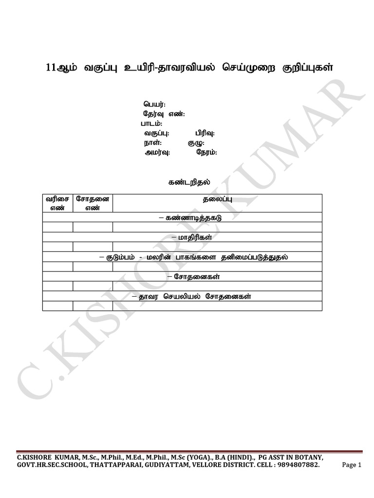 Botany Curriculum Overview | PDF