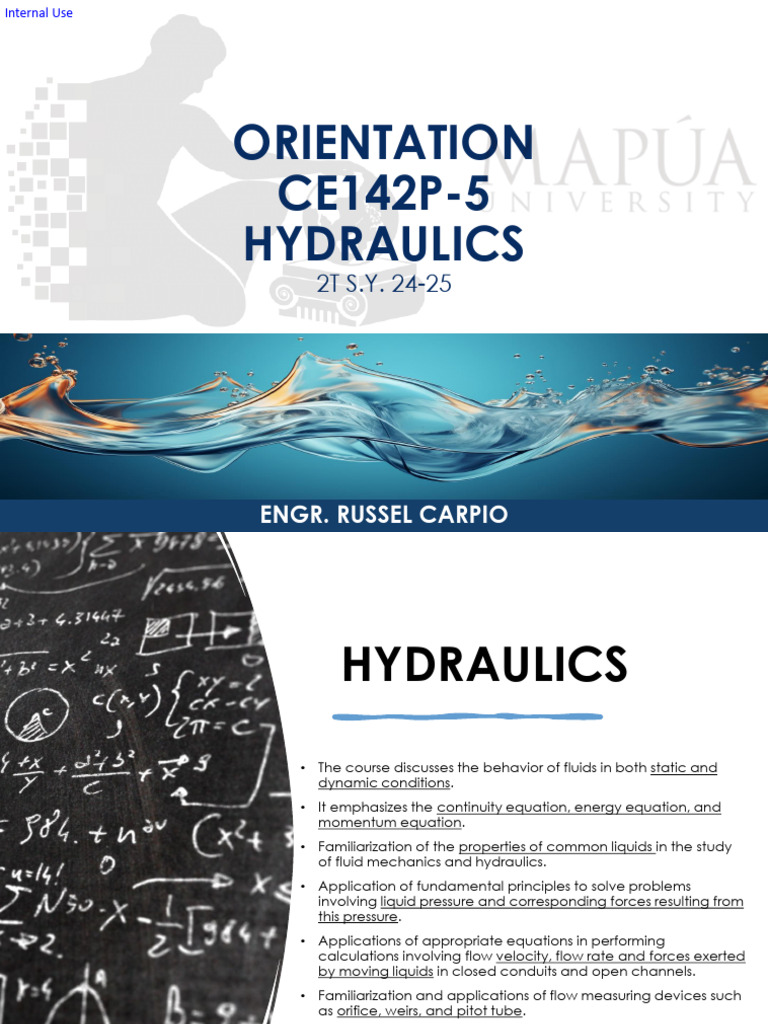 CE142P-5 Hydraulics Course Overview | PDF | Viscosity | Pressure