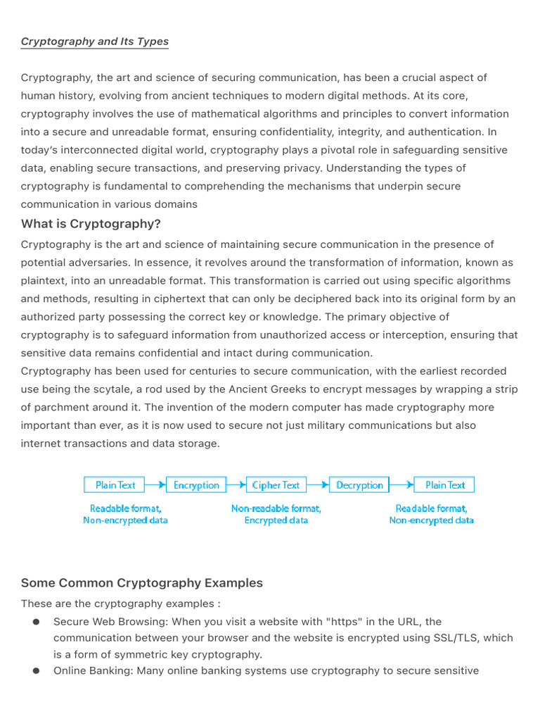 Overview of Cryptography Types | PDF | Key (Cryptography) | Public Key ...