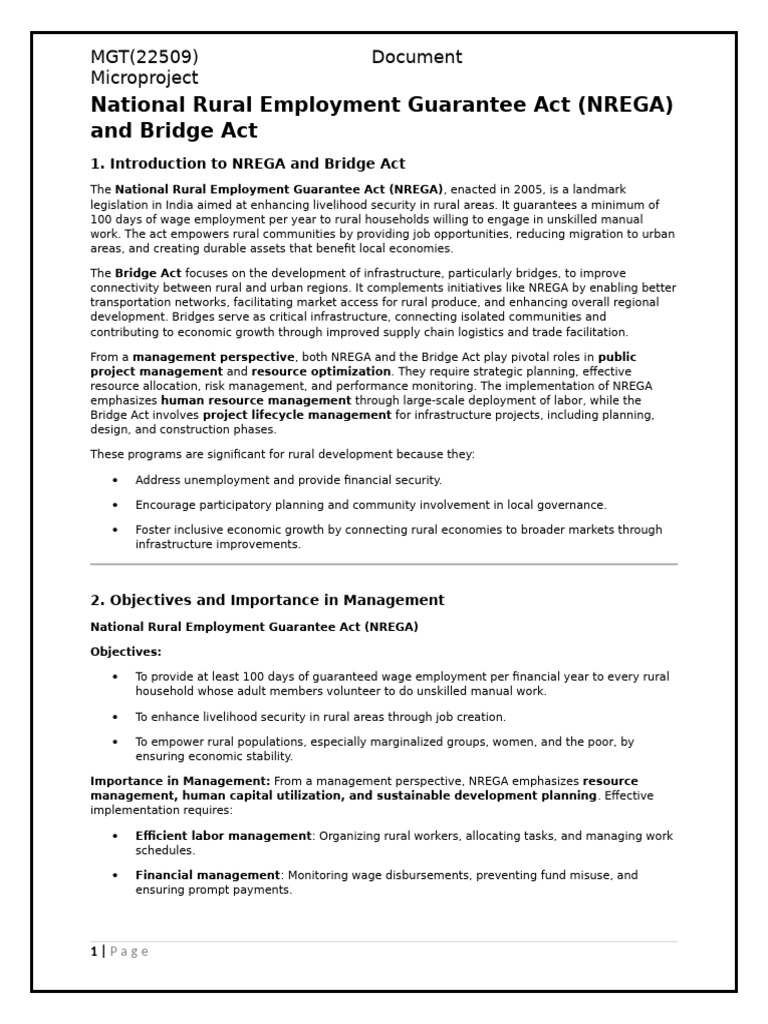 National Rural Employment Guarantee Act | PDF | Employment | Infrastructure