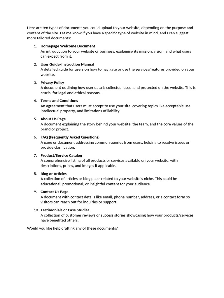 Essential Website Document Types | PDF