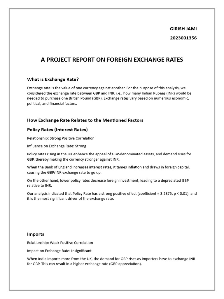 Impact of Policy Rates on GBP/INR Exchange | PDF | Exchange Rate ...