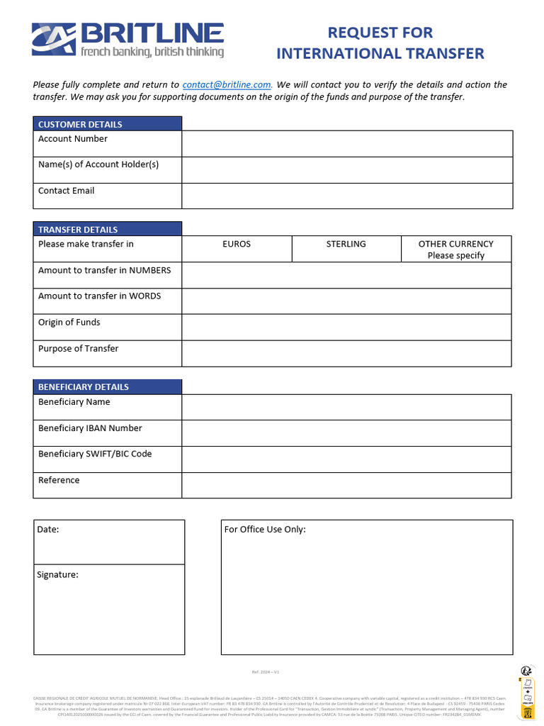 International Transfer Request Form | PDF | Business | Banking Technology